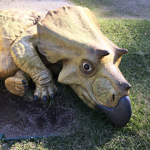 トリケラトプスの幼獣の像